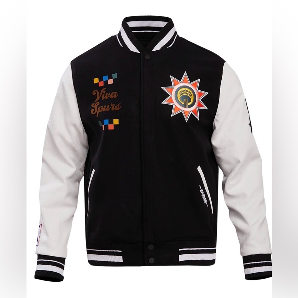San Antonio Viva Spurs Chest Wool & Leather Varsity Jacket